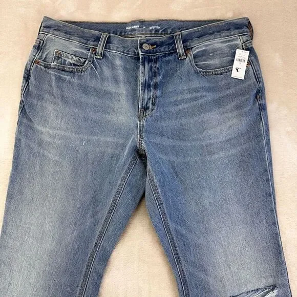 Old Navy Jeans Women’s 14 Low Rise Bootcut Blue‎ Distressed NWT Retro Y2K Cotton - Picture 5 of 8